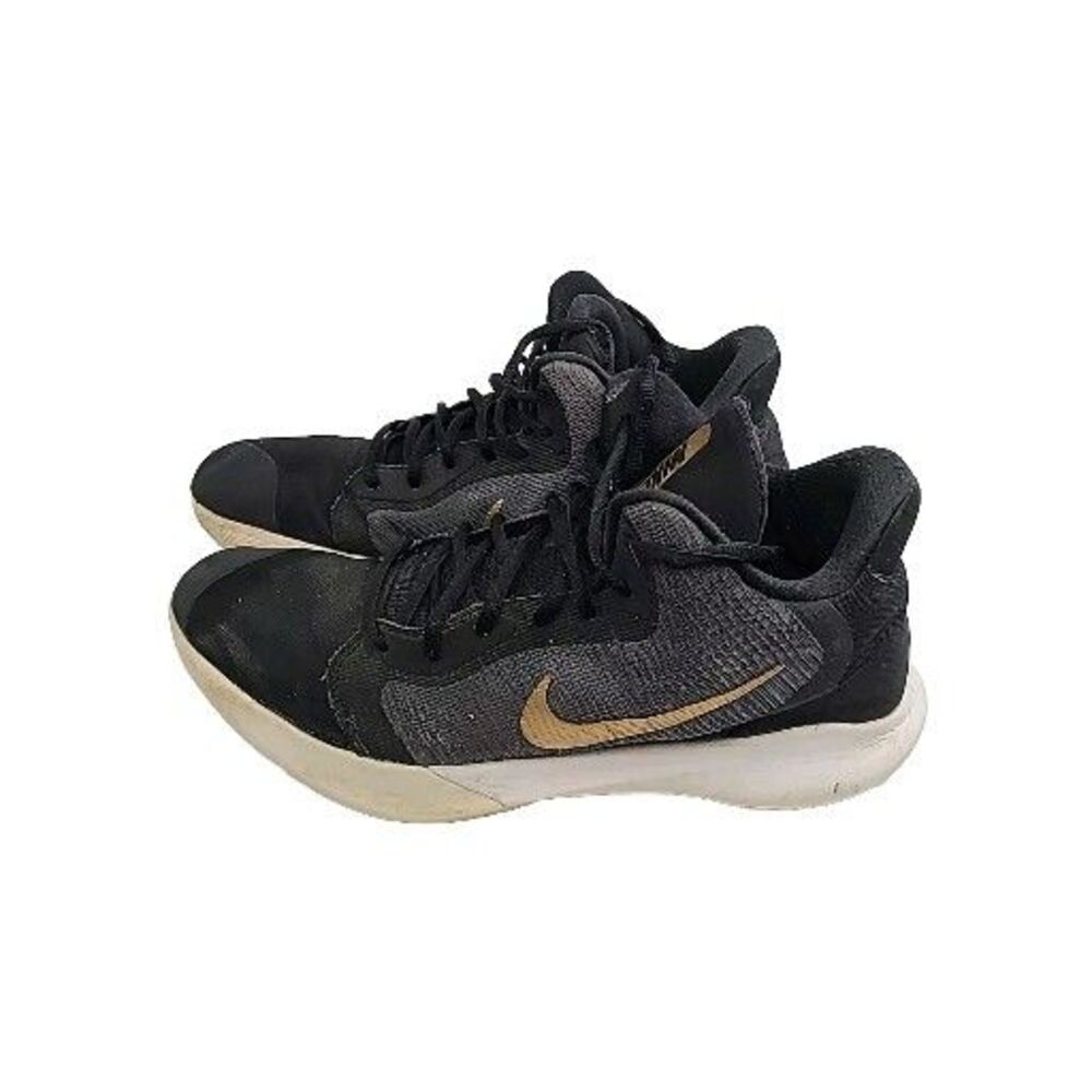 NIKE Precision III Basketball Shoes Black Gold Logo Mens Size 14